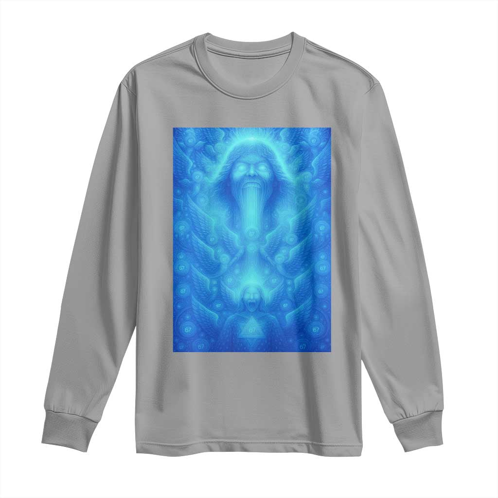Divine 67 Meme Long Sleeve Shirt Celestial Mason 6 7 Spiritual Six Seven Angelcore TS02 Sport Gray Print Your Wear