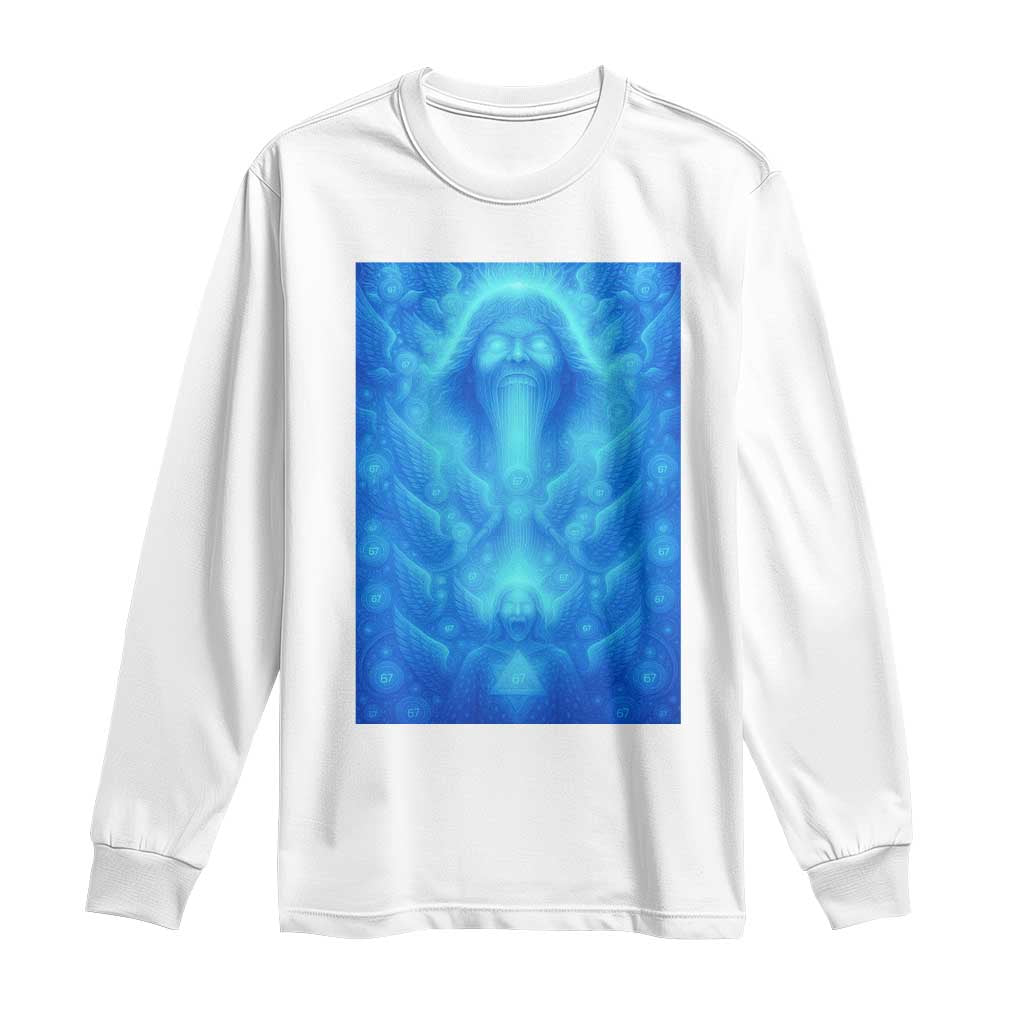 Divine 67 Meme Long Sleeve Shirt Celestial Mason 6 7 Spiritual Six Seven Angelcore TS02 White Print Your Wear