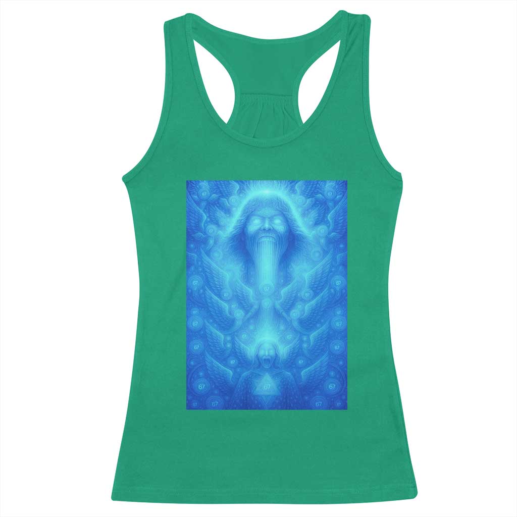Divine 67 Meme Racerback Tank Top Celestial Mason 6 7 Spiritual Six Seven Angelcore TS02 Irish Green Print Your Wear