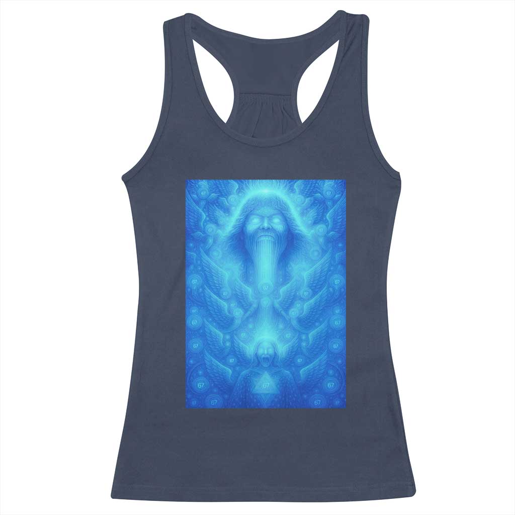 Divine 67 Meme Racerback Tank Top Celestial Mason 6 7 Spiritual Six Seven Angelcore TS02 Navy Print Your Wear