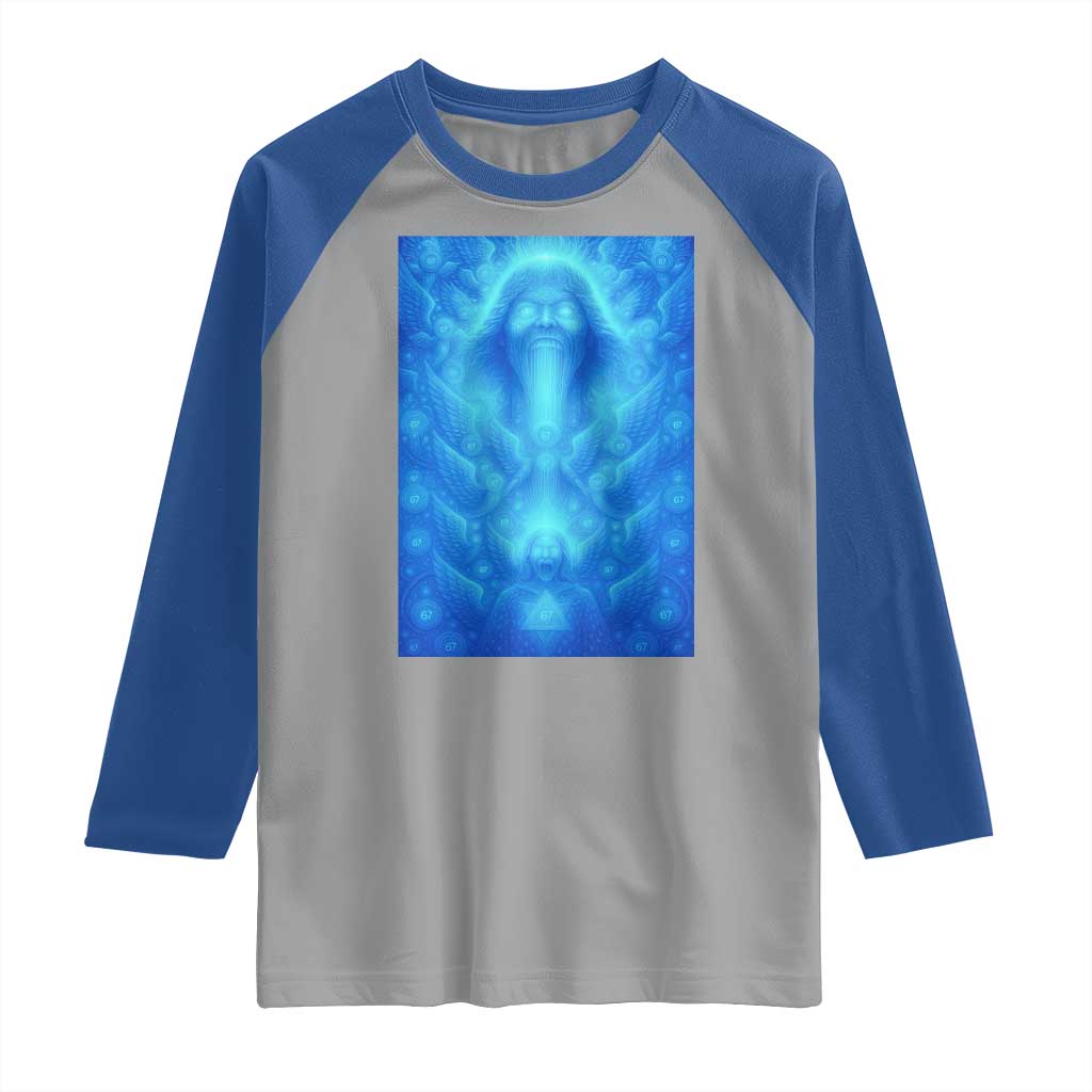 Divine 67 Meme Raglan Shirt Celestial Mason 6 7 Spiritual Six Seven Angelcore TS02 Sport Gray Royal Print Your Wear