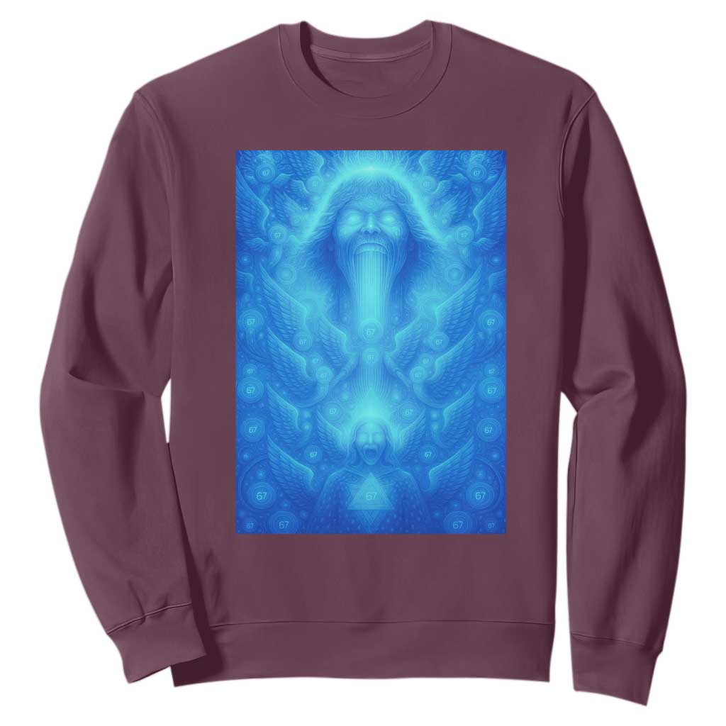 Divine 67 Meme Sweatshirt Celestial Mason 6 7 Spiritual Six Seven Angelcore TS02 Maroon Print Your Wear