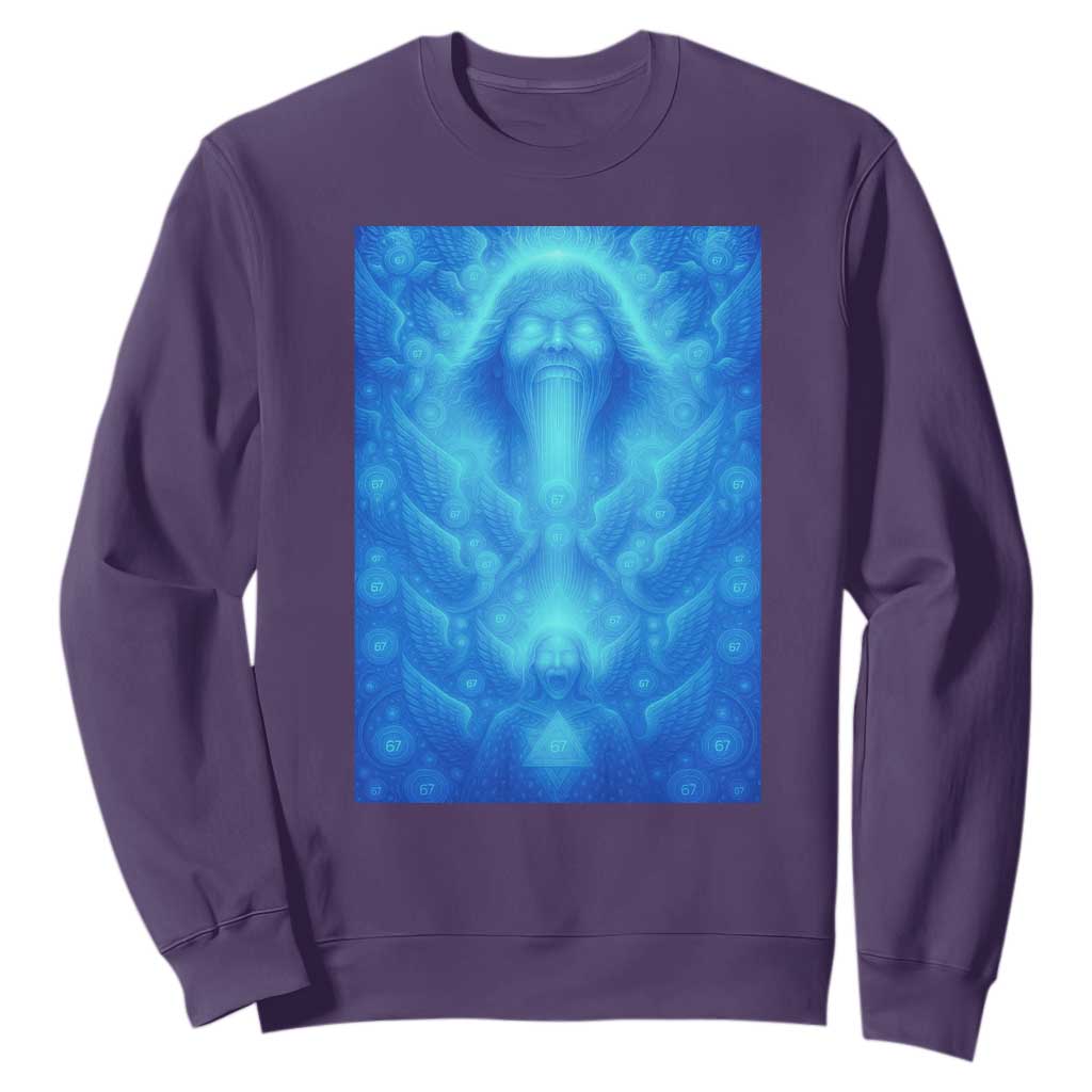 Divine 67 Meme Sweatshirt Celestial Mason 6 7 Spiritual Six Seven Angelcore TS02 Purple Print Your Wear