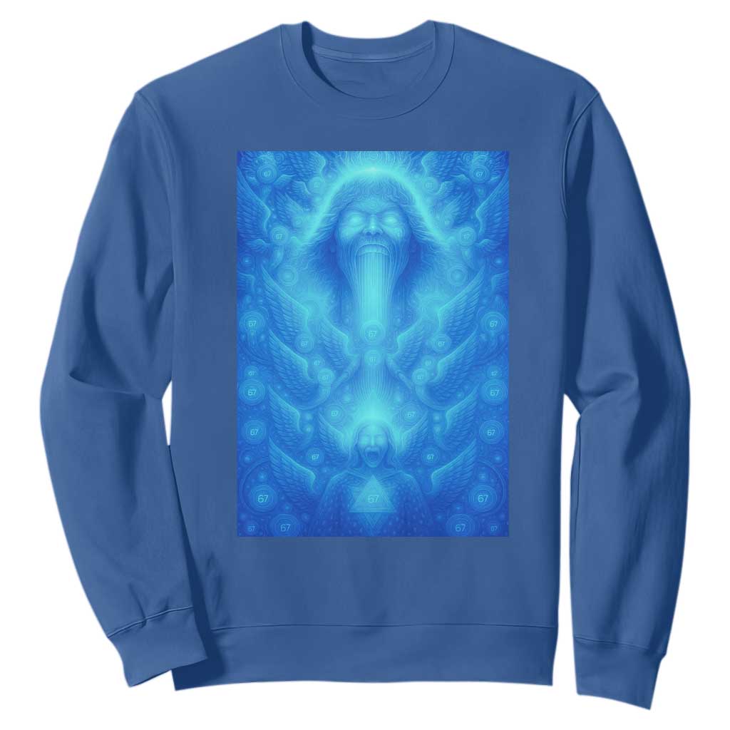 Divine 67 Meme Sweatshirt Celestial Mason 6 7 Spiritual Six Seven Angelcore TS02 Royal Blue Print Your Wear