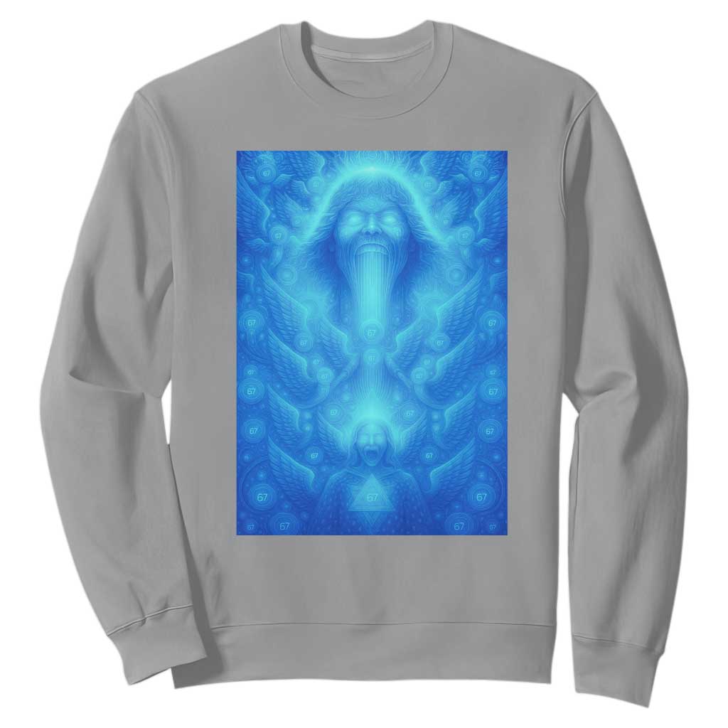 Divine 67 Meme Sweatshirt Celestial Mason 6 7 Spiritual Six Seven Angelcore TS02 Sport Gray Print Your Wear