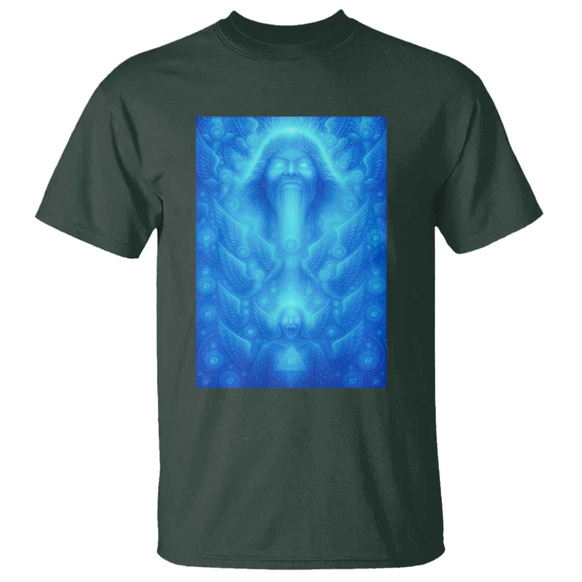 Divine 67 Meme T Shirt Celestial Mason 6 7 Spiritual Six Seven Angelcore TS02 Dark Forest Green Print Your Wear