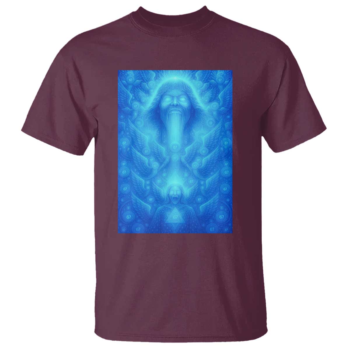 Divine 67 Meme T Shirt Celestial Mason 6 7 Spiritual Six Seven Angelcore TS02 Maroon Print Your Wear