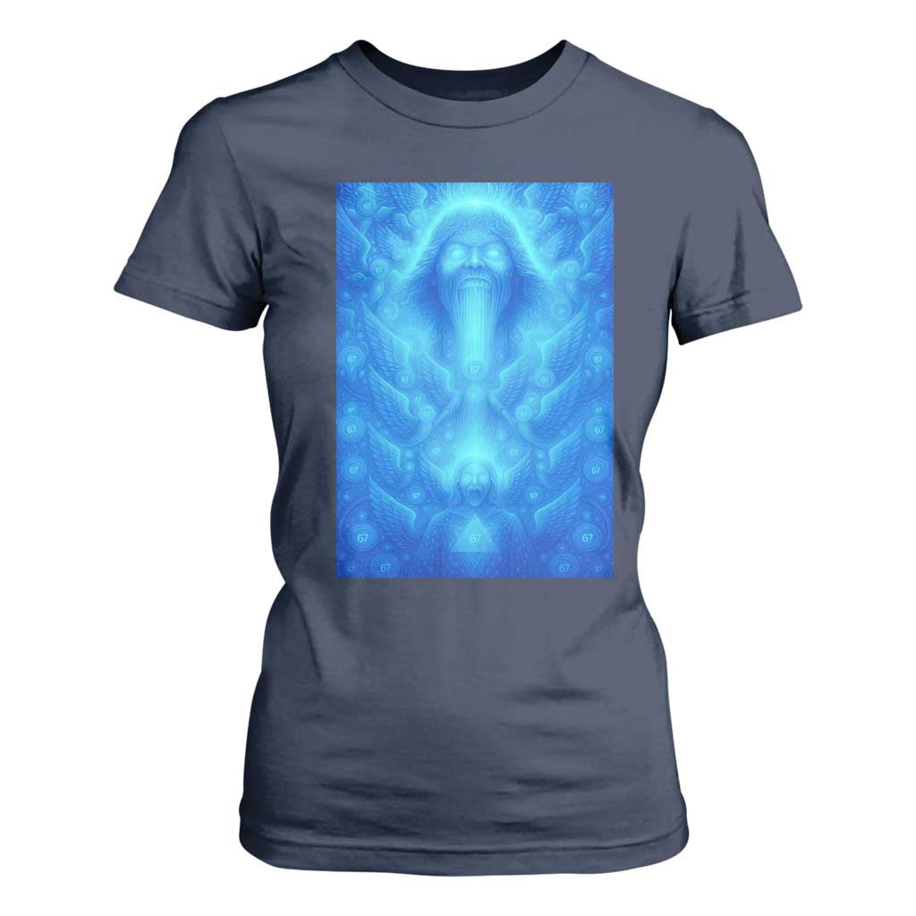 Divine 67 Meme T Shirt For Women Celestial Mason 6 7 Spiritual Six Seven Angelcore TS02 Navy Print Your Wear