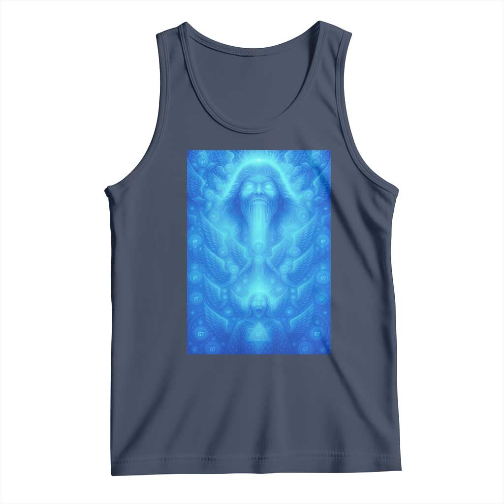 Divine 67 Meme Tank Top Celestial Mason 6 7 Spiritual Six Seven Angelcore TS02 Navy Print Your Wear