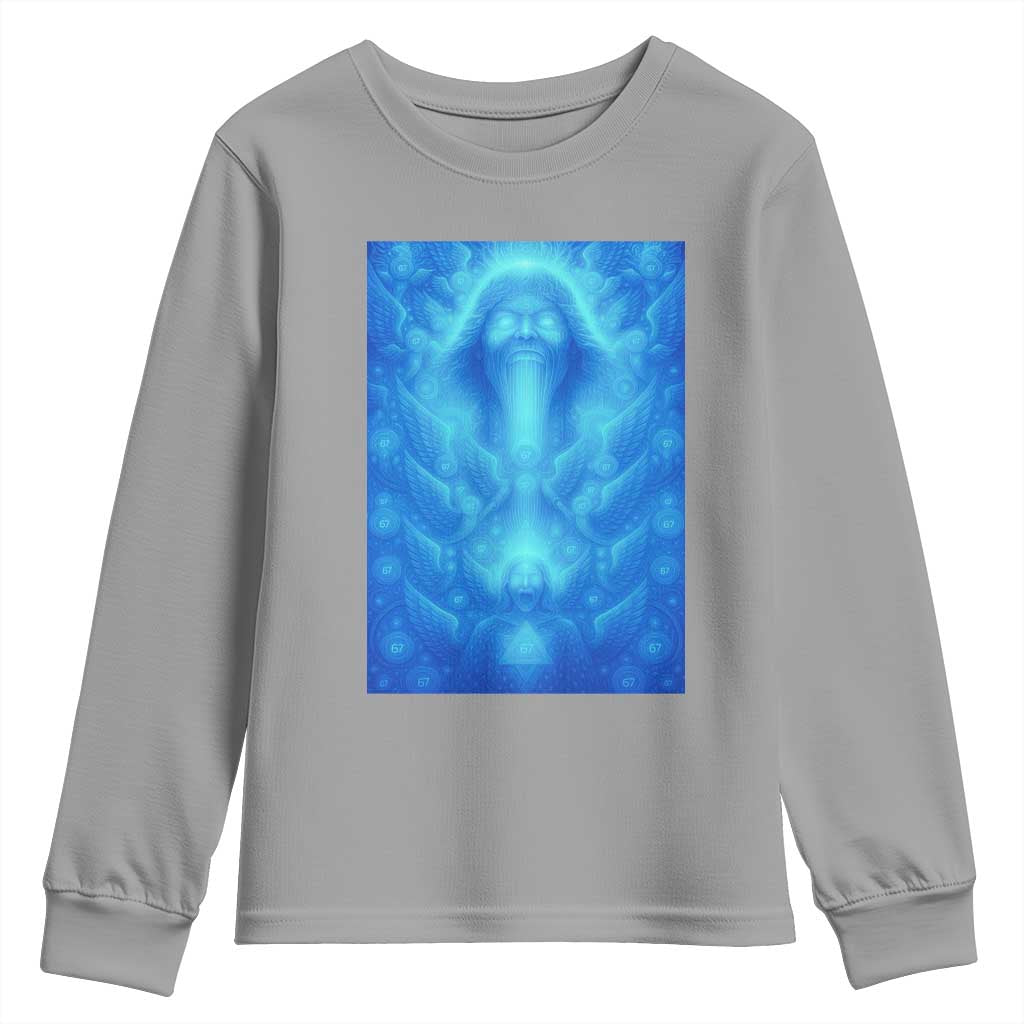 Divine 67 Meme Youth Sweatshirt Celestial Mason 6 7 Spiritual Six Seven Angelcore TS02 Sport Gray Print Your Wear