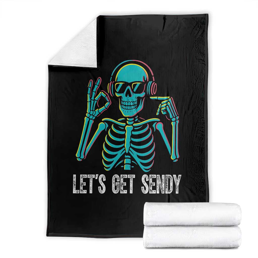 Lets Get Sendy Skeleton Throw Blanket Full Send Vibes Glowcore TS02 Black Print Your Wear