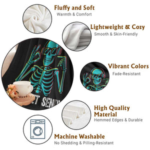 Lets Get Sendy Skeleton Throw Blanket Full Send Vibes Glowcore TS02 Print Your Wear