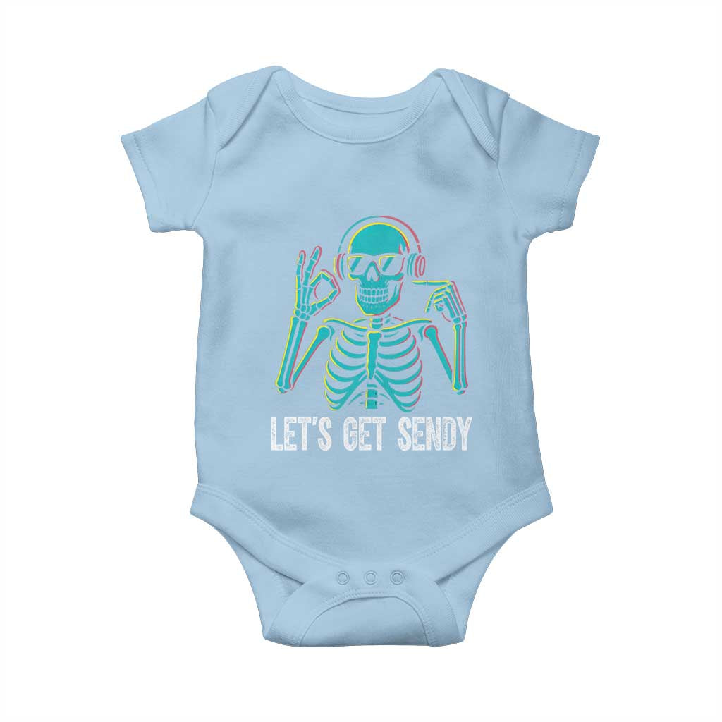 Lets Get Sendy Skeleton Baby Onesie Full Send Vibes Glowcore TS02 Light Blue Print Your Wear