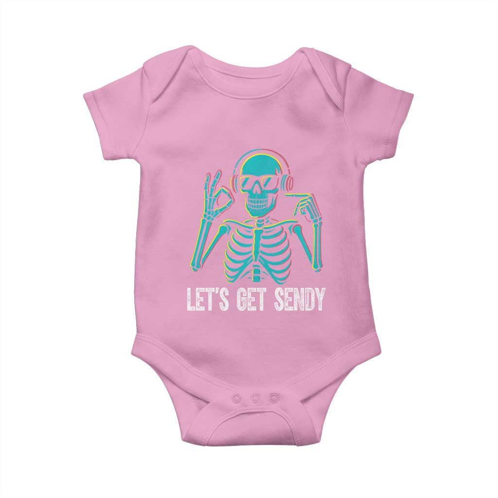 Lets Get Sendy Skeleton Baby Onesie Full Send Vibes Glowcore TS02 Light Pink Print Your Wear