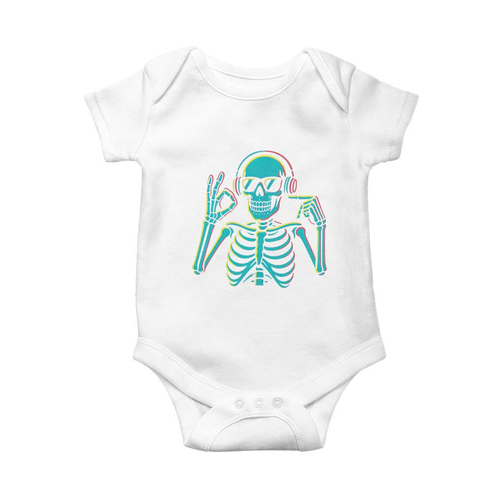 Lets Get Sendy Skeleton Baby Onesie Full Send Vibes Glowcore TS02 White Print Your Wear