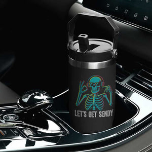 Lets Get Sendy Skeleton Flip Straw Tumbler Full Send Vibes Glowcore TS02 Print Your Wear