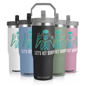 Lets Get Sendy Skeleton Flip Straw Tumbler Full Send Vibes Glowcore TS02 Print Your Wear