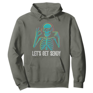 Lets Get Sendy Skeleton Hoodie Full Send Vibes Glowcore TS02 Military Green Print Your Wear