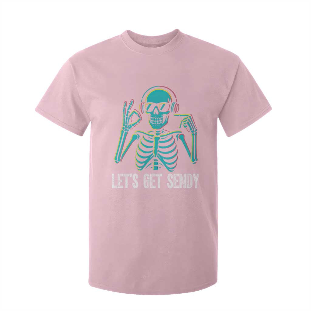 Lets Get Sendy Skeleton T Shirt For Kid Full Send Vibes Glowcore TS02 Light Pink Print Your Wear