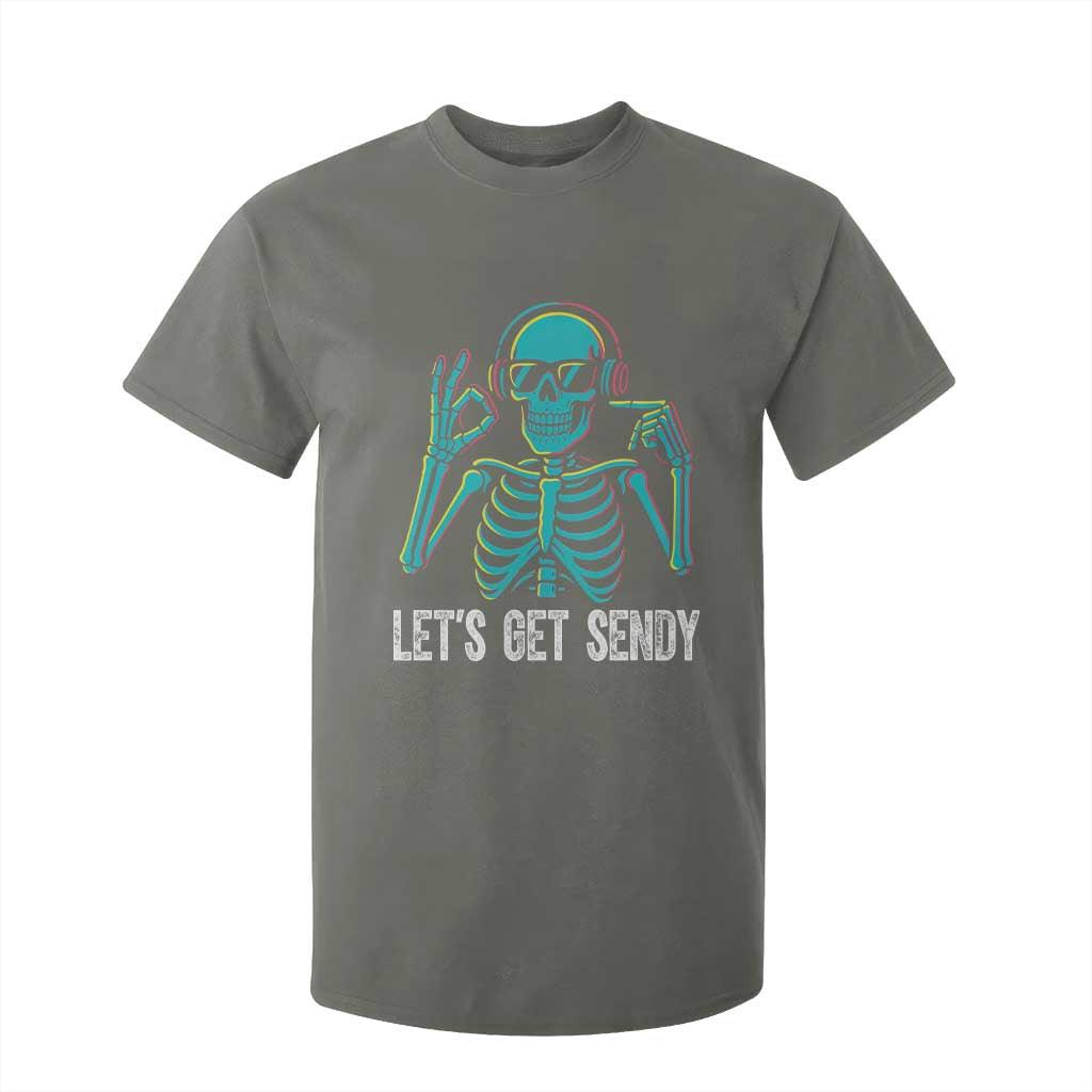 Lets Get Sendy Skeleton T Shirt For Kid Full Send Vibes Glowcore TS02 Military Green Print Your Wear