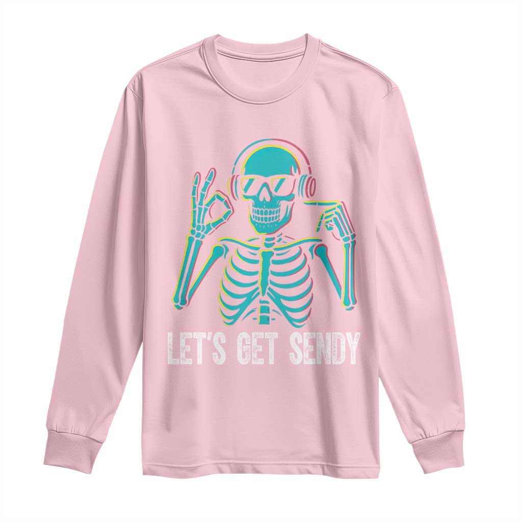 Lets Get Sendy Skeleton Long Sleeve Shirt Full Send Vibes Glowcore TS02 Light Pink Print Your Wear