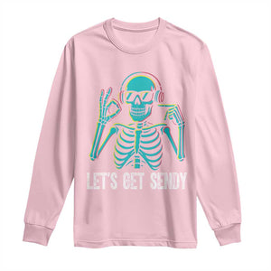 Lets Get Sendy Skeleton Long Sleeve Shirt Full Send Vibes Glowcore TS02 Light Pink Print Your Wear