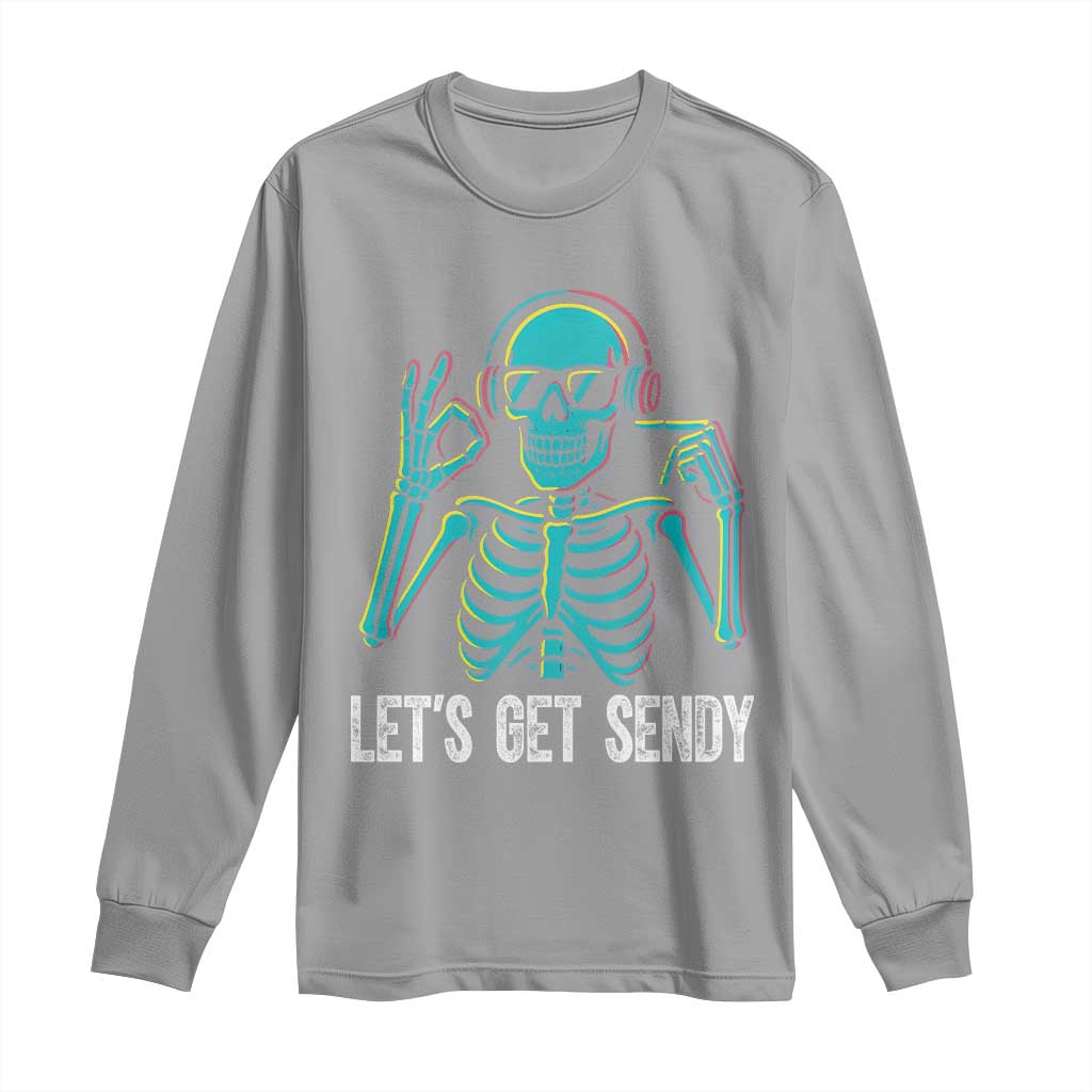 Lets Get Sendy Skeleton Long Sleeve Shirt Full Send Vibes Glowcore TS02 Sport Gray Print Your Wear