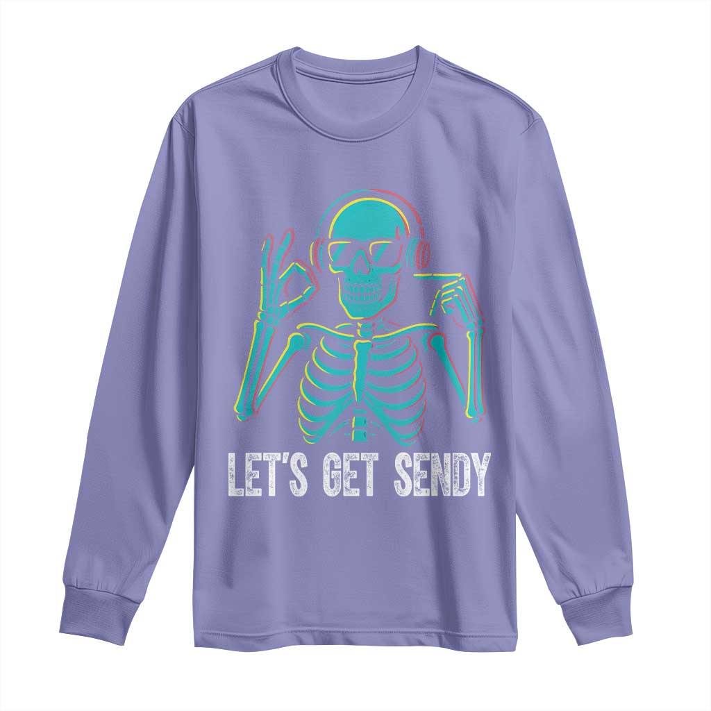 Lets Get Sendy Skeleton Long Sleeve Shirt Full Send Vibes Glowcore TS02 Violet Print Your Wear