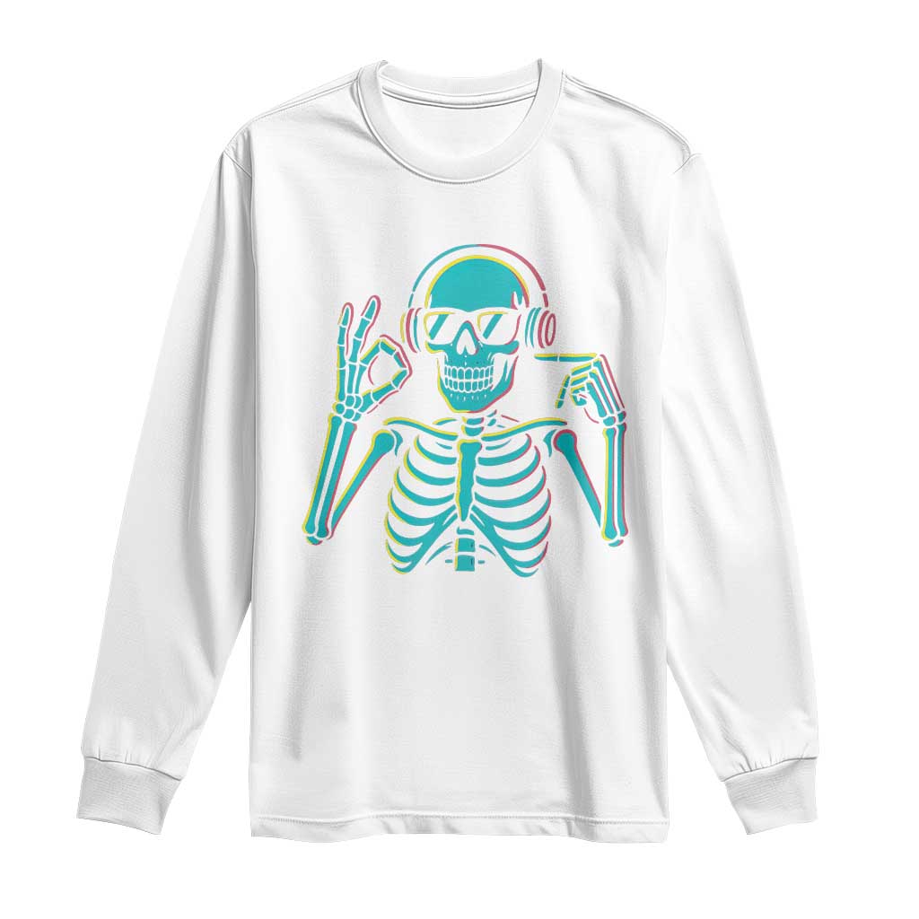 Lets Get Sendy Skeleton Long Sleeve Shirt Full Send Vibes Glowcore TS02 White Print Your Wear