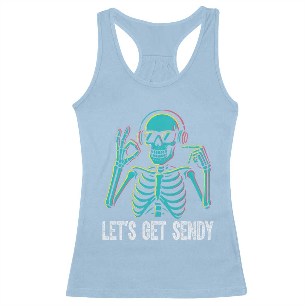 Lets Get Sendy Skeleton Racerback Tank Top Full Send Vibes Glowcore TS02 Light Blue Print Your Wear