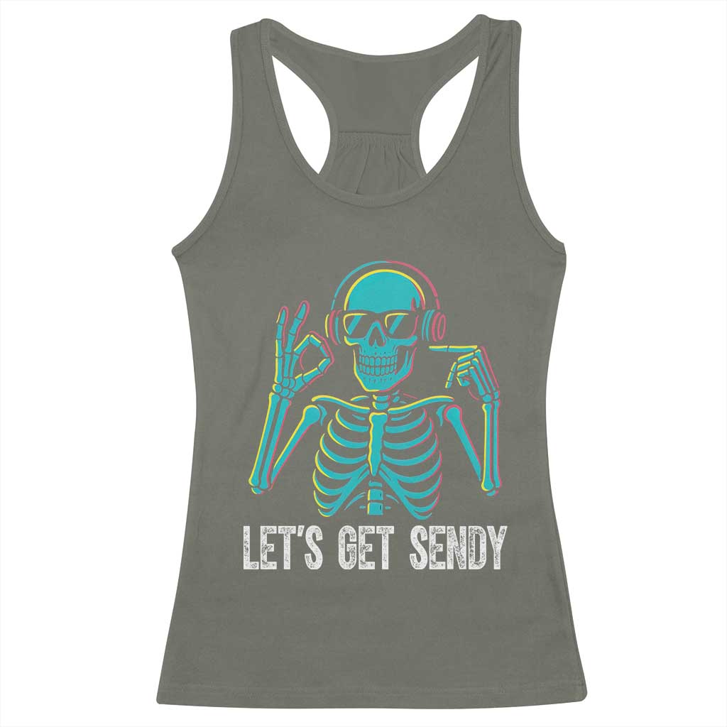 Lets Get Sendy Skeleton Racerback Tank Top Full Send Vibes Glowcore TS02 Military Green Print Your Wear