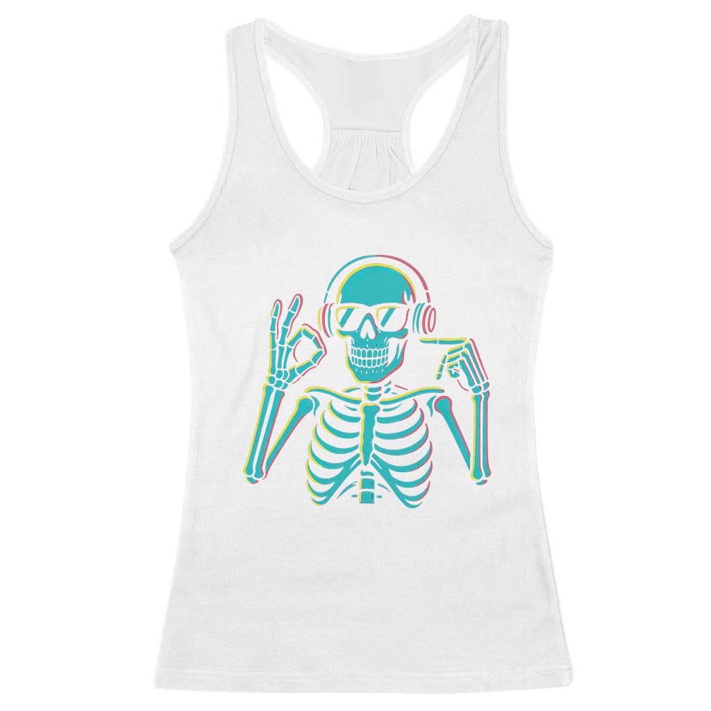 Lets Get Sendy Skeleton Racerback Tank Top Full Send Vibes Glowcore TS02 White Print Your Wear