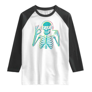Lets Get Sendy Skeleton Raglan Shirt Full Send Vibes Glowcore TS02 White Black Print Your Wear