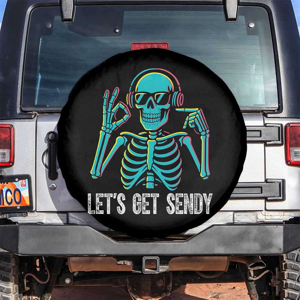 Lets Get Sendy Skeleton Spare Tire Cover Full Send Vibes Glowcore TS02 No hole Black Print Your Wear
