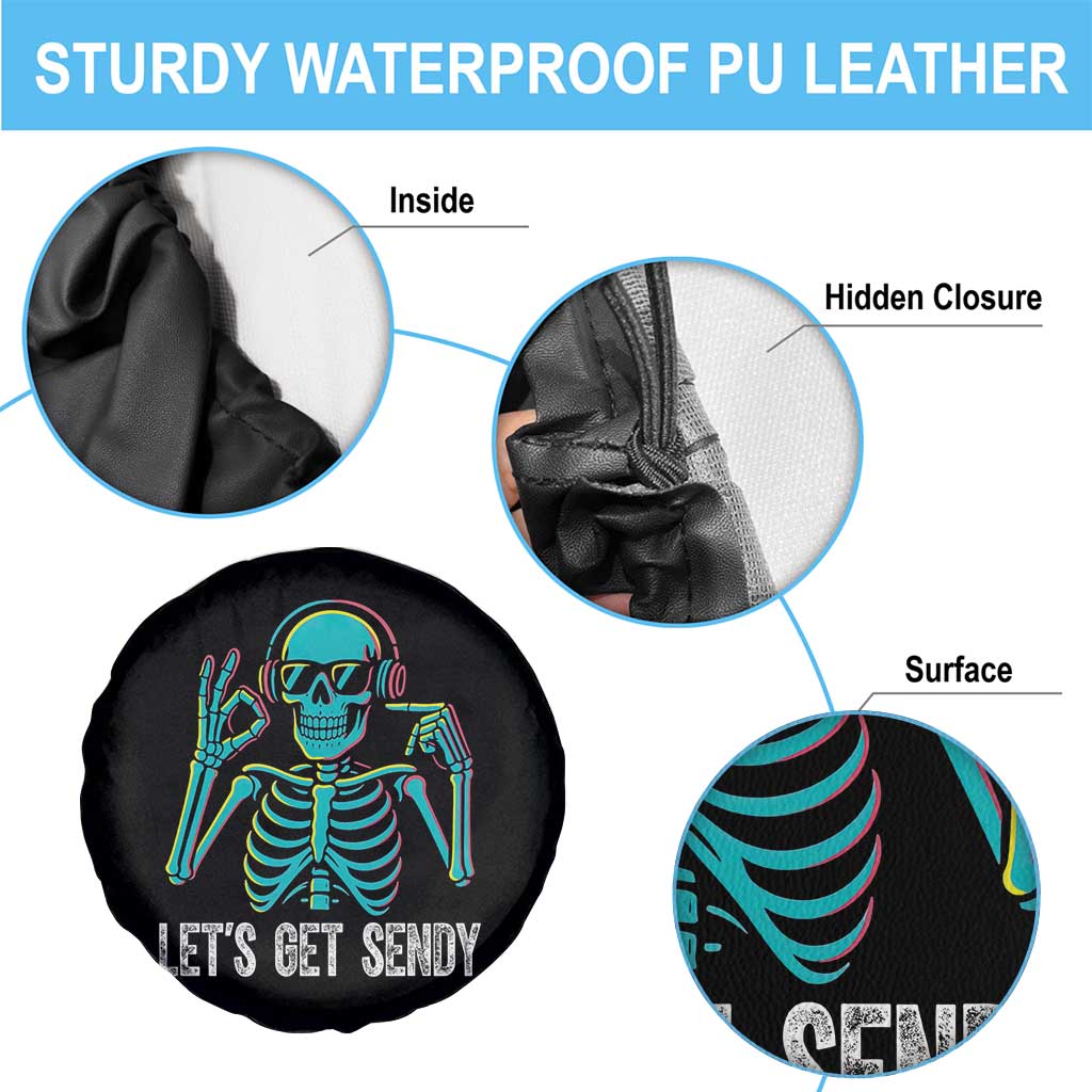 Lets Get Sendy Skeleton Spare Tire Cover Full Send Vibes Glowcore TS02 Print Your Wear