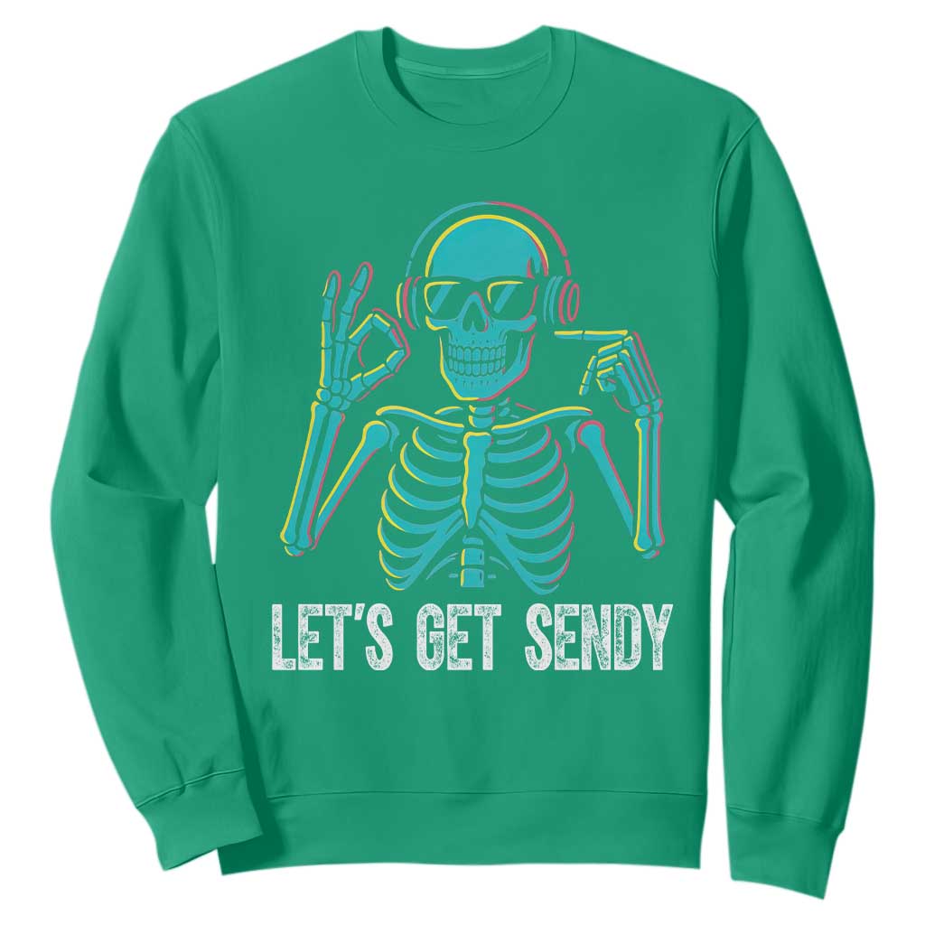 Lets Get Sendy Skeleton Sweatshirt Full Send Vibes Glowcore TS02 Irish Green Print Your Wear