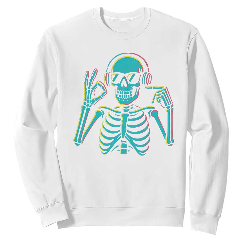 Lets Get Sendy Skeleton Sweatshirt Full Send Vibes Glowcore TS02 White Print Your Wear