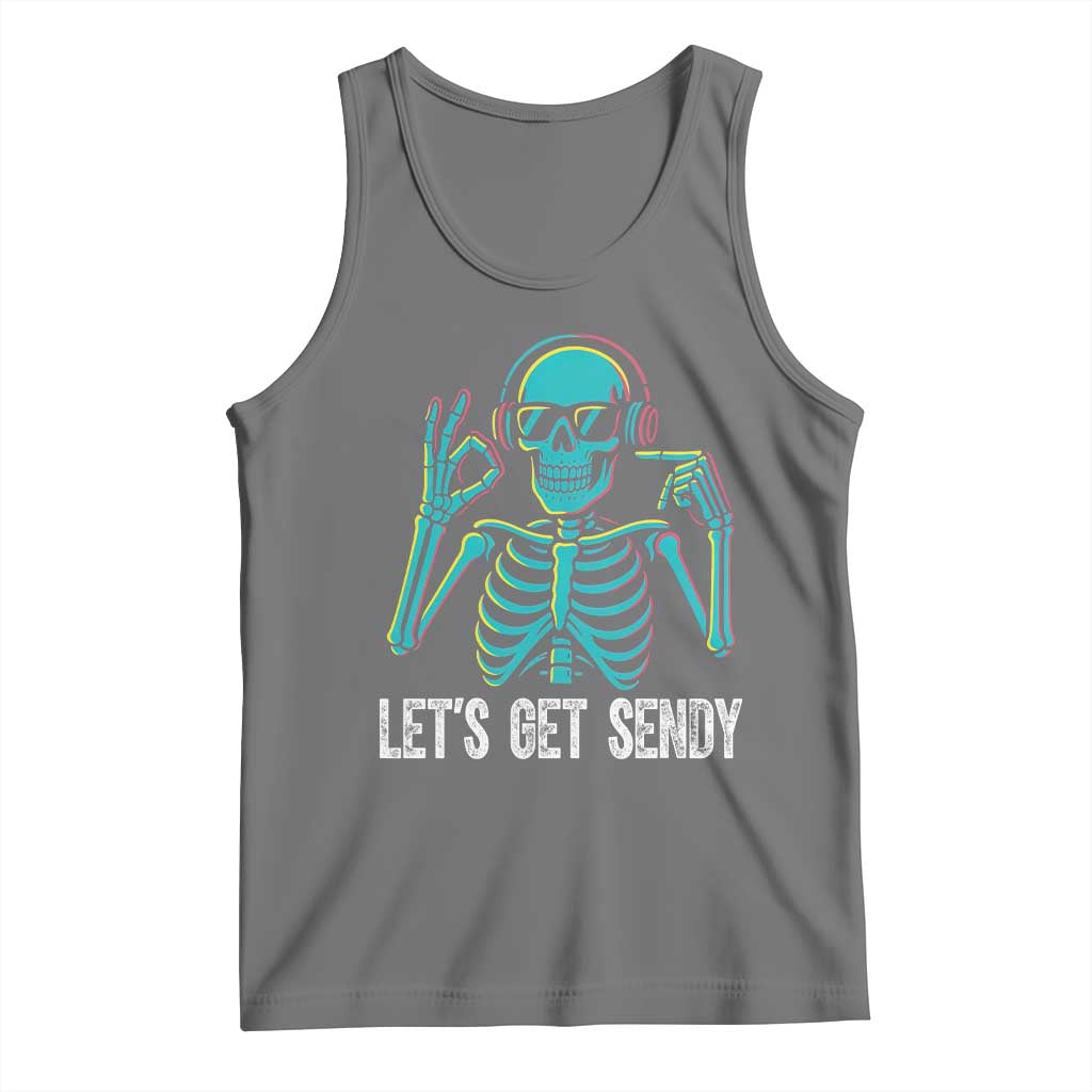 Lets Get Sendy Skeleton Tank Top Full Send Vibes Glowcore TS02 Black Heather Print Your Wear