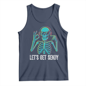 Lets Get Sendy Skeleton Tank Top Full Send Vibes Glowcore TS02 Navy Print Your Wear