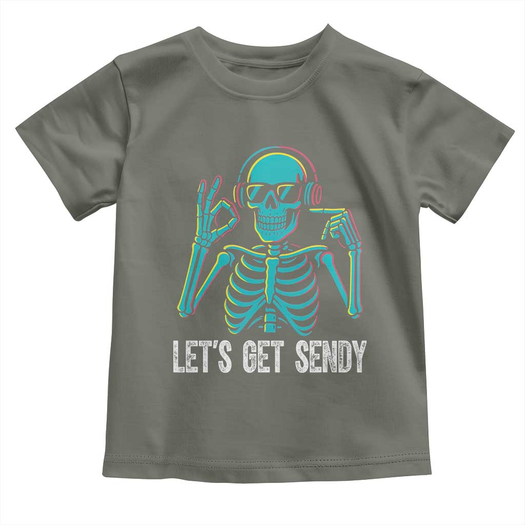 Lets Get Sendy Skeleton Toddler T Shirt Full Send Vibes Glowcore TS02 Military Green Print Your Wear
