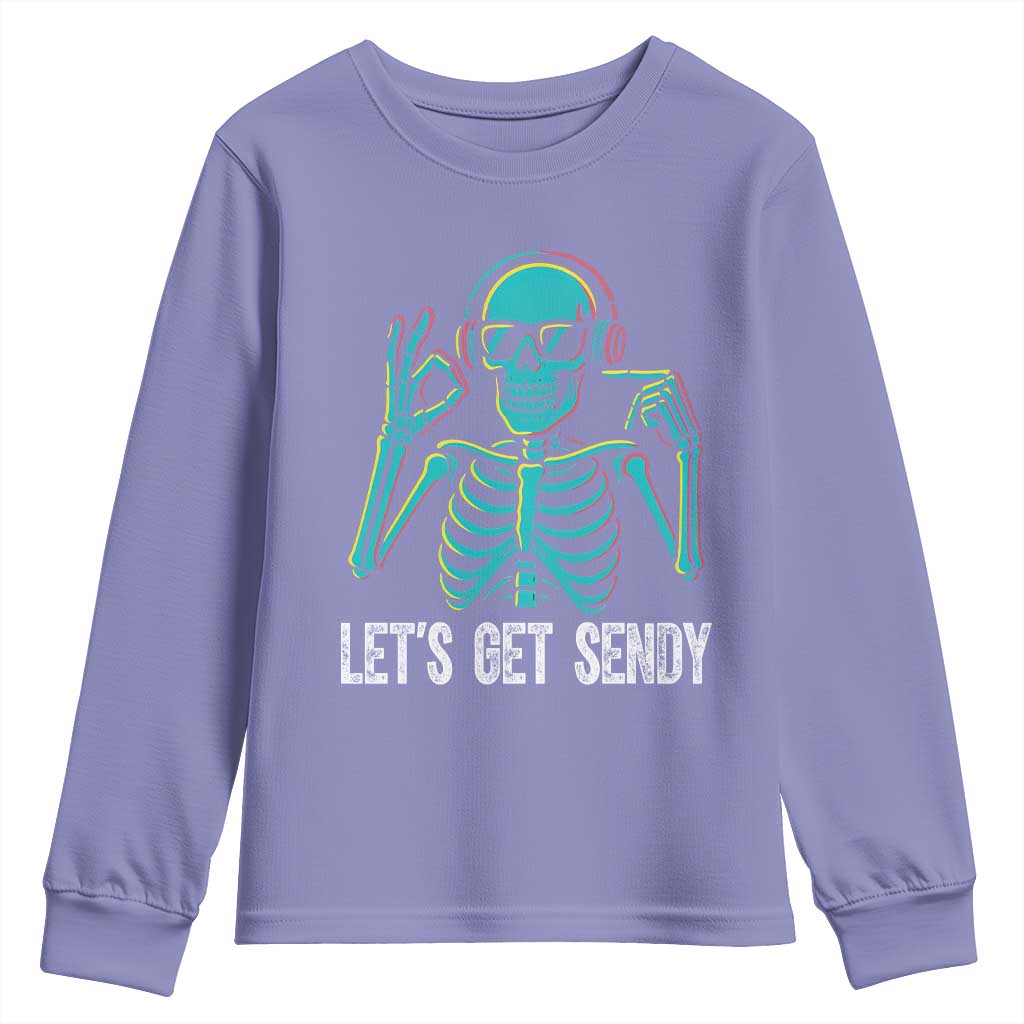 Lets Get Sendy Skeleton Youth Sweatshirt Full Send Vibes Glowcore TS02 Violet Print Your Wear
