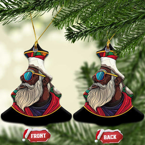 Cool African American Santa Stained Glass Effect Printed Christmas Ornament Melanin Claus Festive Xmas Tree TS02 Christmas Tree Bright Print Your Wear