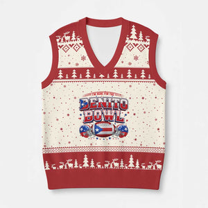 I’m Here for the Benito Bowl V-Neck Knit Sweater Vest Funny Music Fan Football Game Day TS02 Beige Red Print Your Wear