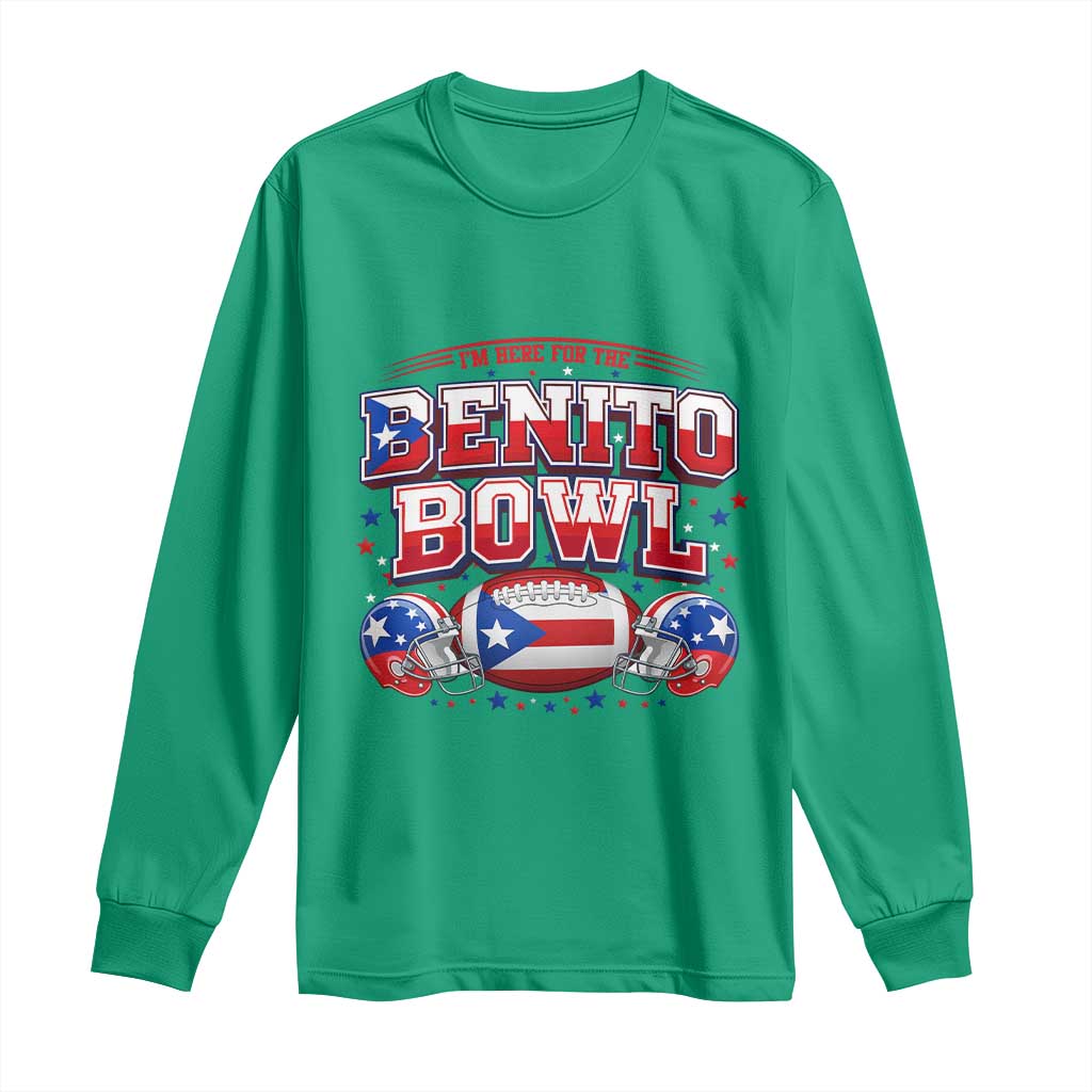 I’m Here for the Benito Bowl Long Sleeve Shirt Funny Music Fan Football Game Day TS02 Irish Green Print Your Wear
