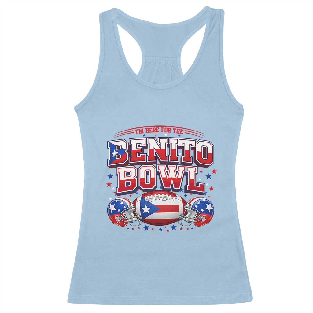 I’m Here for the Benito Bowl Racerback Tank Top Funny Music Fan Football Game Day TS02 Light Blue Print Your Wear