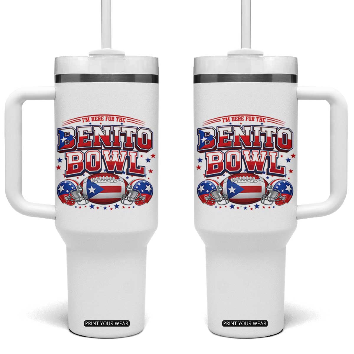 I’m Here for the Benito Bowl Tumbler With Handle Funny Music Fan Football Game Day TS02 One Size: 40 oz White Print Your Wear