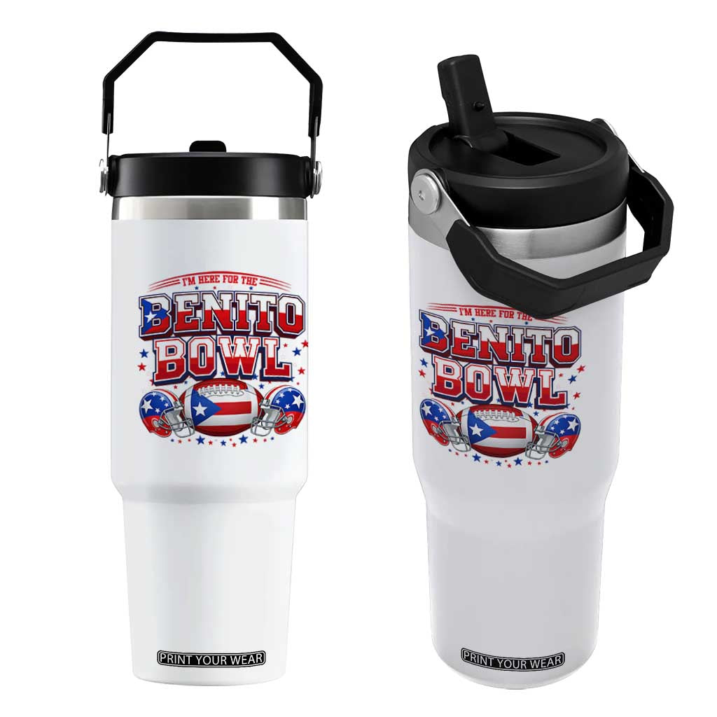 I’m Here for the Benito Bowl Flip Straw Tumbler Funny Music Fan Football Game Day TS02 One Size: 30 oz White Print Your Wear