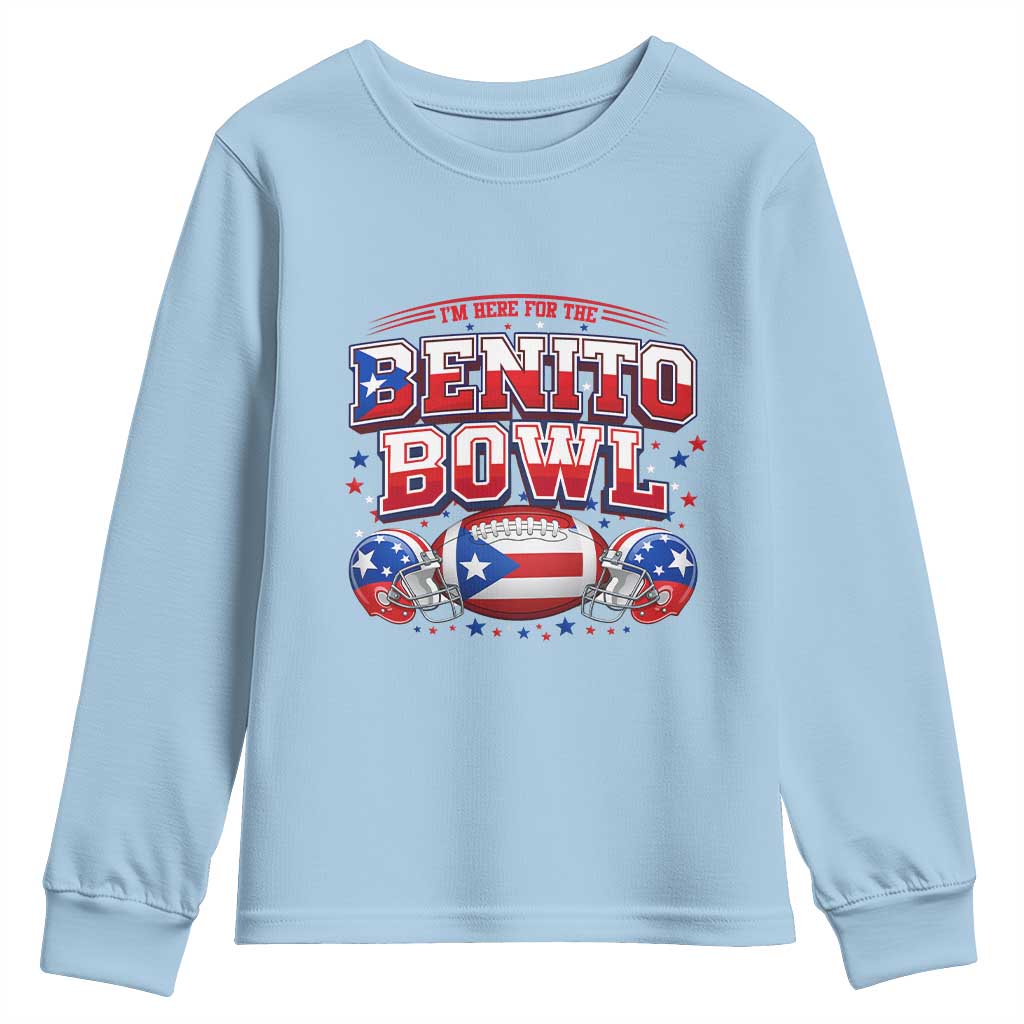 I’m Here for the Benito Bowl Youth Sweatshirt Funny Music Fan Football Game Day TS02 Light Blue Print Your Wear