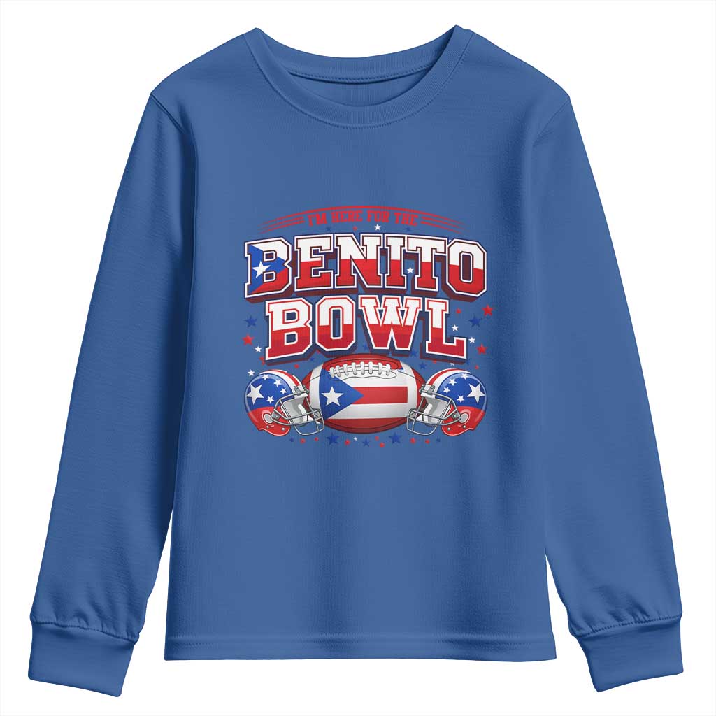 I’m Here for the Benito Bowl Youth Sweatshirt Funny Music Fan Football Game Day TS02 Royal Blue Print Your Wear