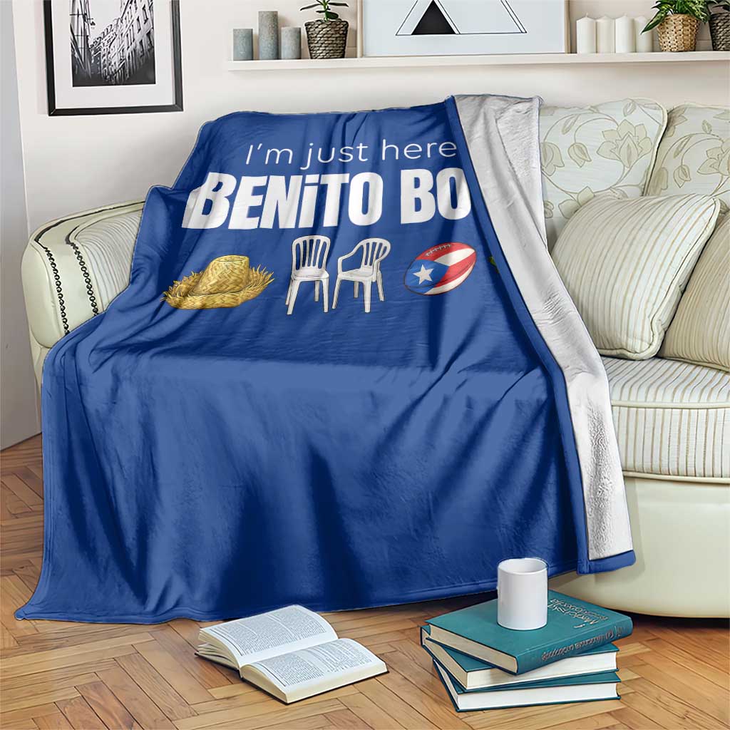 I'm Just Here for the Benito Bowl Funny Puerto Rican Game Day Throw Blanket Plantains Chairs and Flag Music Fans TS02 Print Your Wear
